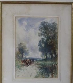 William Edward Webb (1862-1903), watercolour, Cattle drover on a lane, signed and dated 1900, 34 x 24cm
